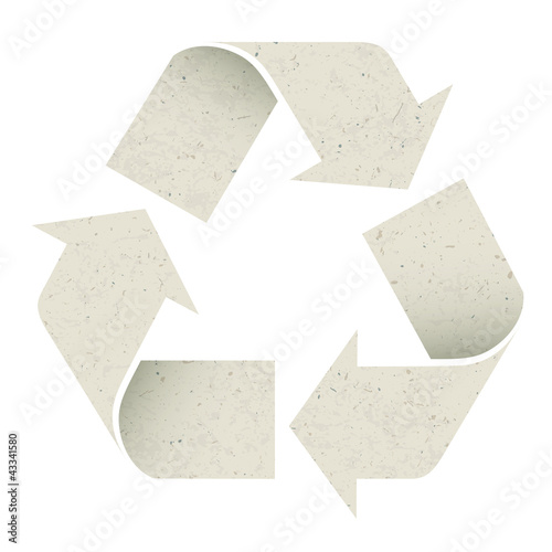 Reuse Symbol. Made from recycle paper texture, vector, EPS10, is