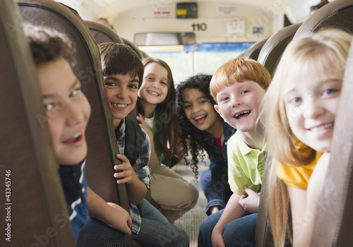 Children riding school bus