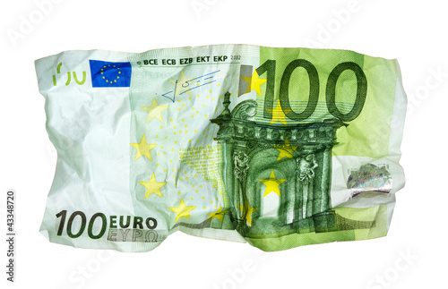 Crumpled 100 euro banknote