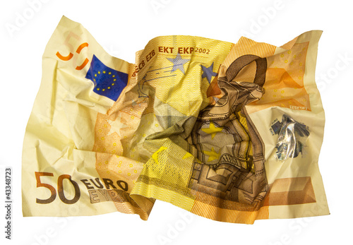 Crumpled 50 Euro banknote