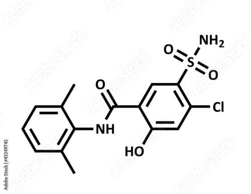 Chemical Structure of a molecule of Xipamide photo