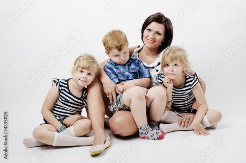 Happy mum with kids 