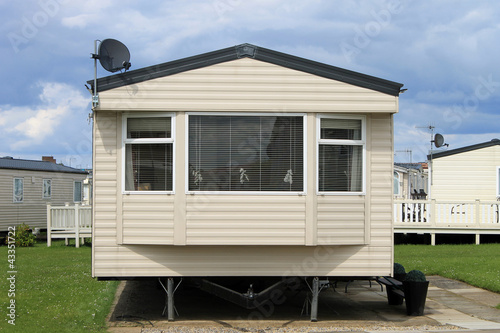 Mobile caravans or trailers in modern holiday park