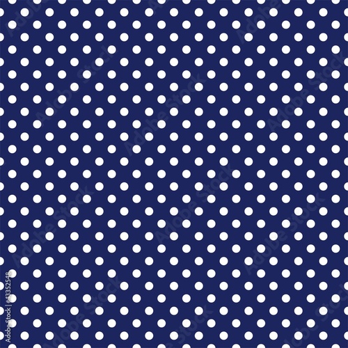 Vector seamless pattern with white polka dots on navy background