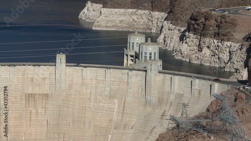 Mid-aerial view of the Hoover Dam