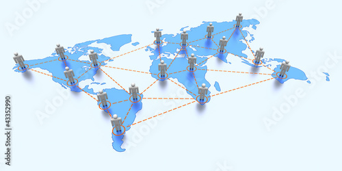 World map with global communication photo