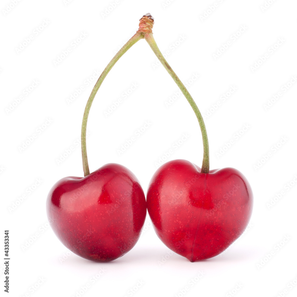 Two heart shaped cherry berries Two heart shaped cherry berries