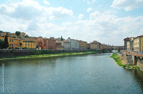 L'Arno ed il Ponte Vecchio di Firenze, Italia