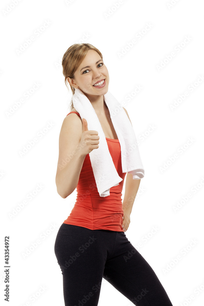 junge sportlerin zeigt daumen hoch junge sportlerin zeigt daumen hoch