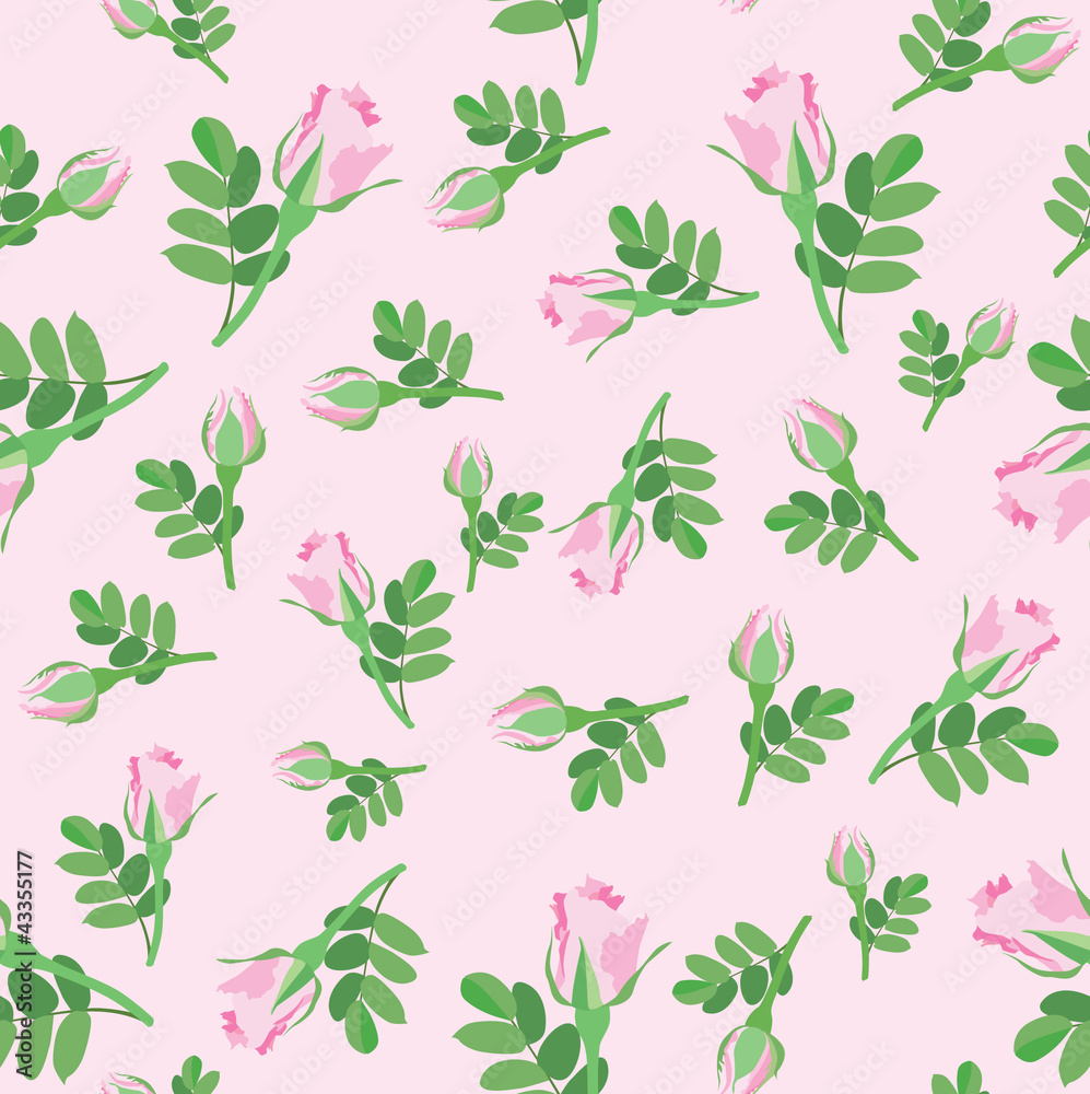 Fototapeta premium seamless pattern with pink and lilac roses on light lilac