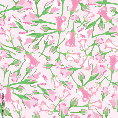 seamless pattern with pink and lilac roses on white  Print