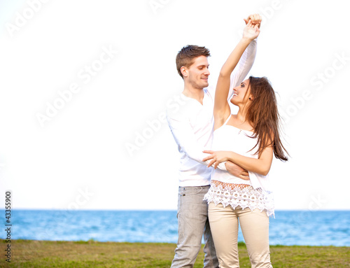 Sweet Couple Dancing Together Outdoors