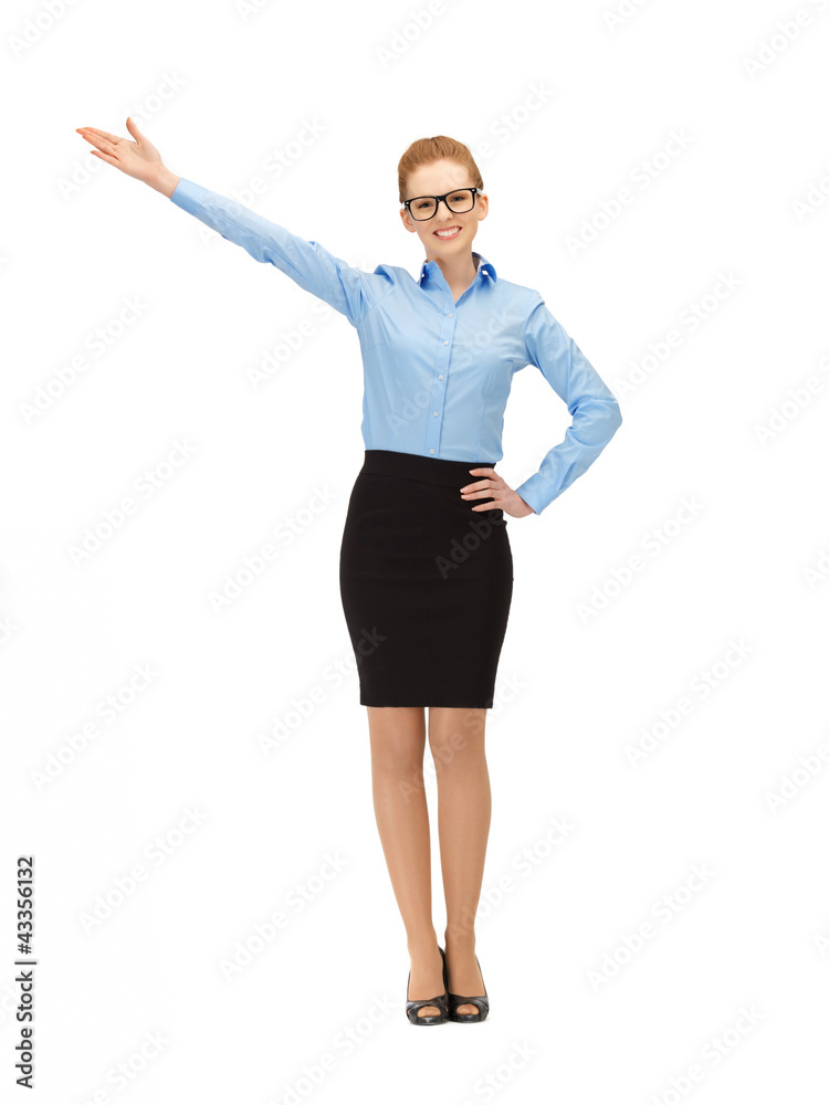 attractive businesswoman pointing her hand attractive businesswoman pointing her hand