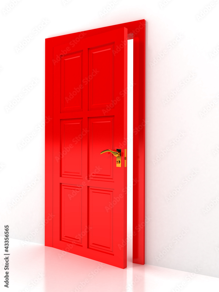 Red door over white background Red door over white background