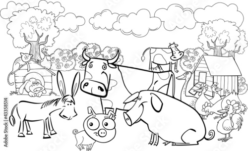 farm animals for coloring book