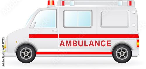 ambulance car silhouette on white background