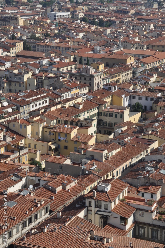 Fototapeta premium City of Florence vertical view on the red roofs