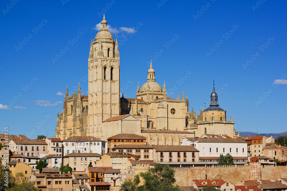 View of catholic cathedral in the center of Segovia