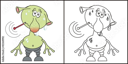 little alien (flu) - children's coloring book