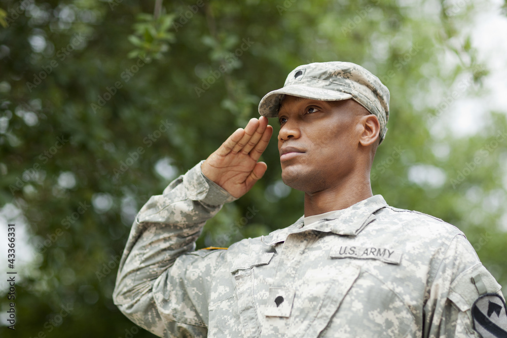 © Inti St Clair/Blend Images - Black soldier saluting