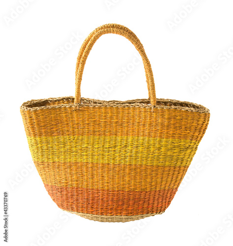 Striped yellow orange basket tote