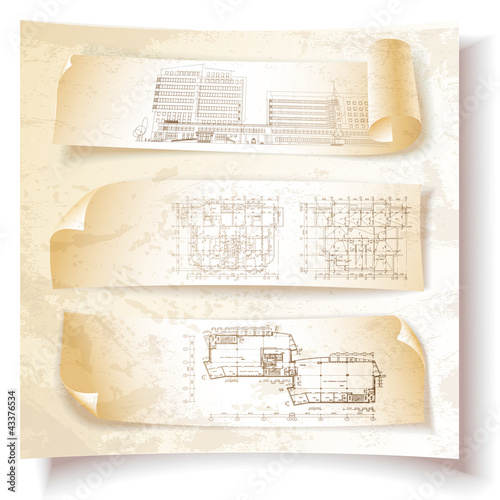 Set of Grunge Architectural Banners