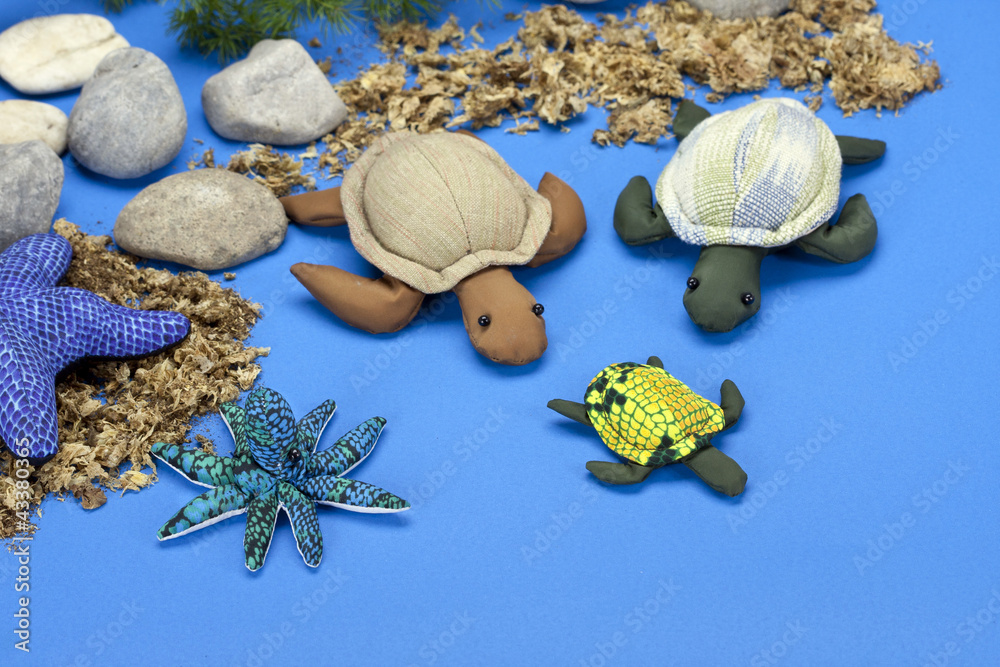 Obraz premium The turtles dolls family, made of cloth