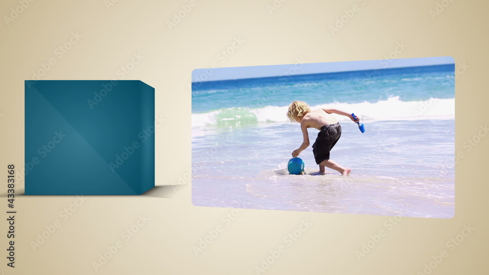 Blond little boy enjoying the beach Blond little boy enjoying the beach