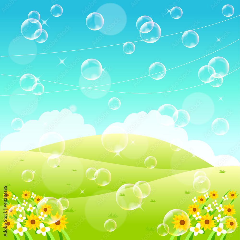 背景　春　花　シャボン玉