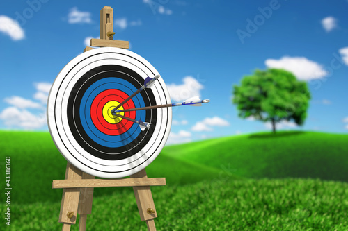 Three arrows on an archery target photo