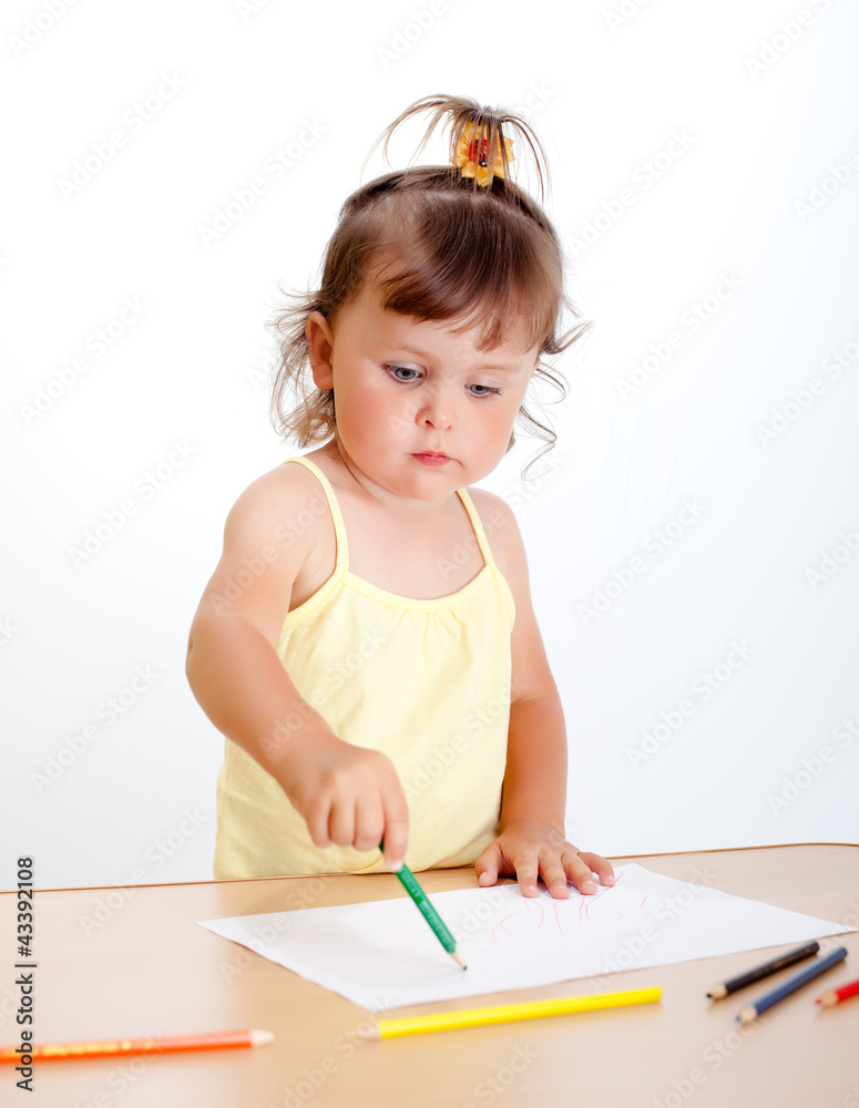 Little girl draws Little girl draws