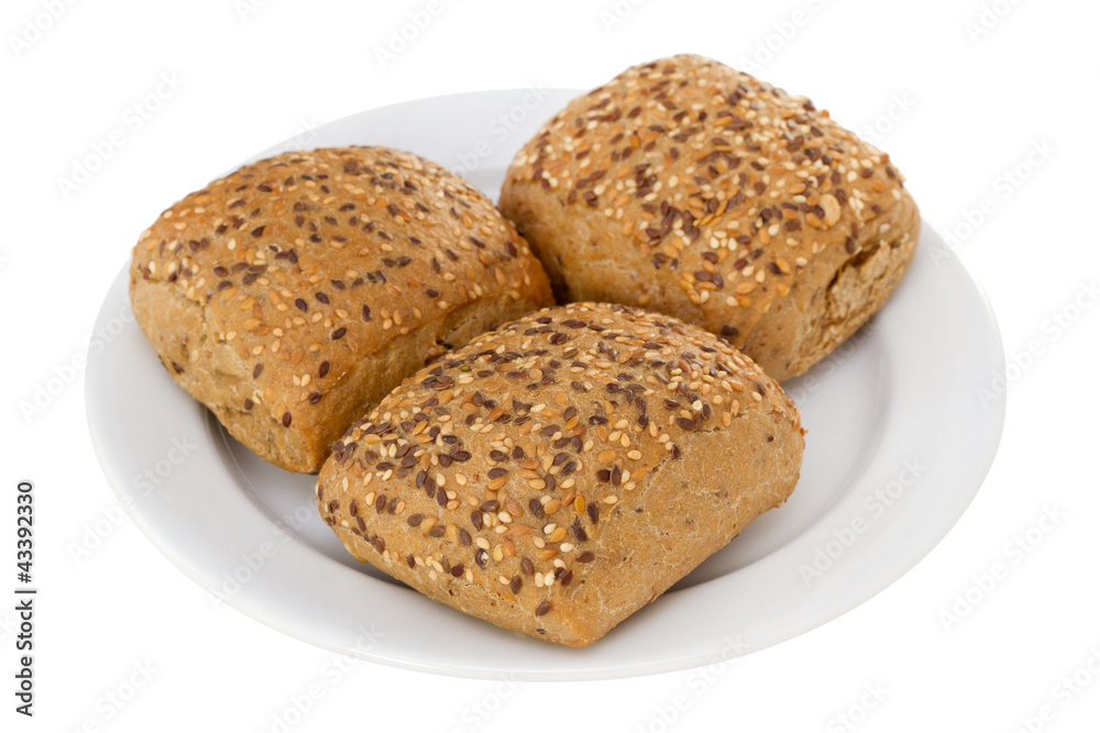 bread with cereals on the plate bread with cereals on the plate