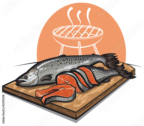 fresh salmon on a cutting board