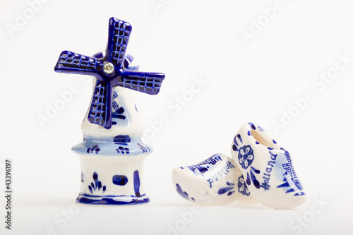 Dutch mini porcelain windmill and clogs