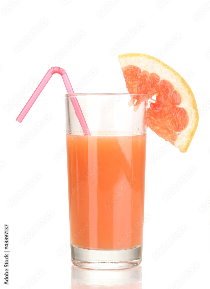 Glass of grapefruit juice isolated on white Glass of grapefruit juice isolated on white