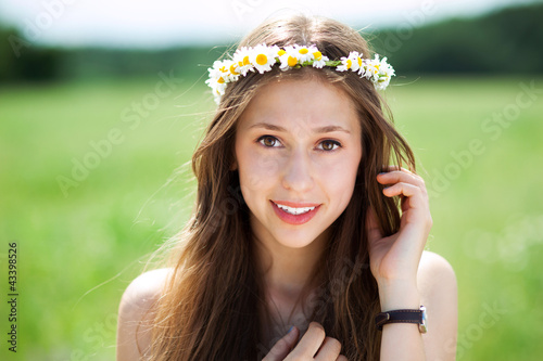 Woman with flower chaplet