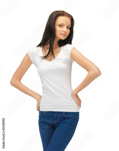 teenage girl in blank white t-shirt © Syda Productions