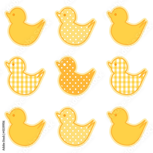 Baby Ducks in pastel yellow gingham and polka dots