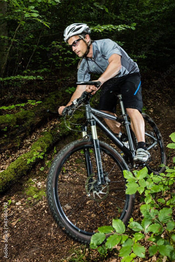 Fototapeta premium Mountainbiker im Downhill