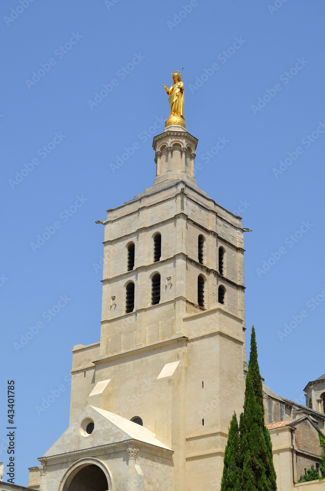 Estatua de la virgen que corona la torre occidental de la catedr