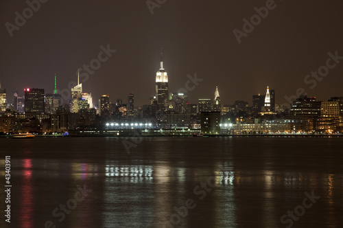 The New York City mid-town skylines at night