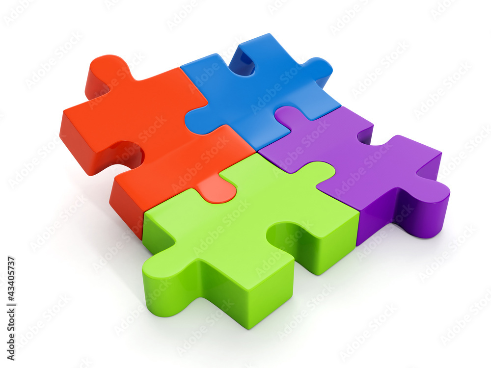 3d illustration: A group of puzzles, the designer 3d illustration: A group of puzzles, the designer