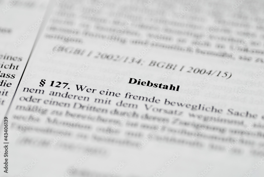 Fototapeta premium §127 StGB Diebstahl
