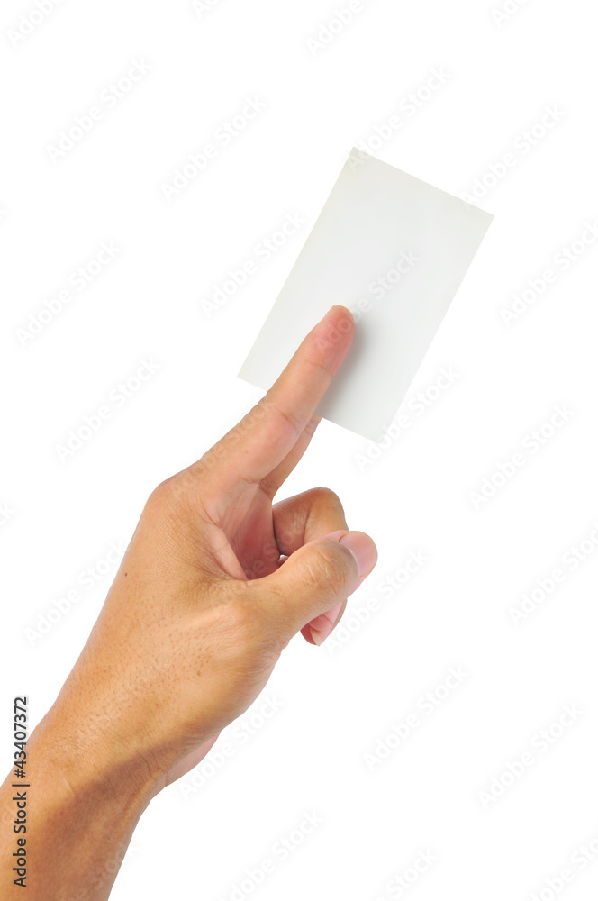 Blank card in a hand Blank card in a hand