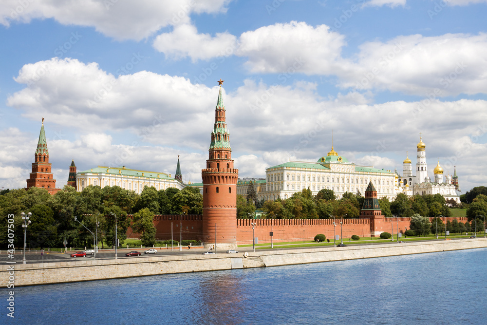 General view at Moscow kremlin and Moskva river in Russia