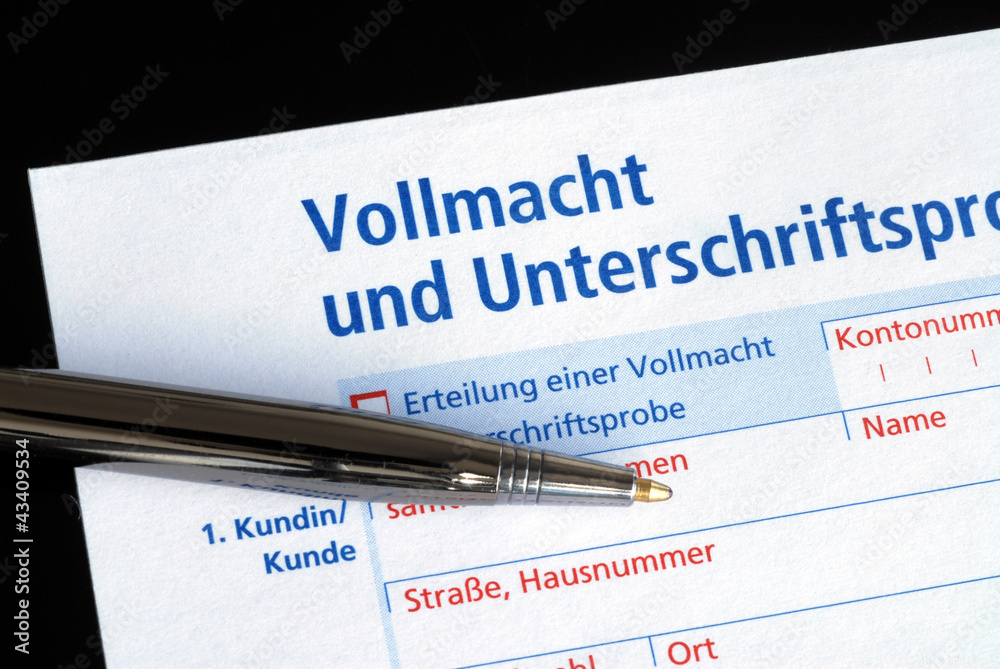 Vollmacht, Vertretung, bevollmächtigen, Kontovollmacht Vollmacht, Vertretung, bevollmächtigen, Kontovollmacht