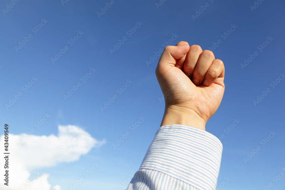 Successful business man hand fist gesture Successful business man hand fist gesture
