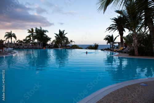 Hotel landscape with pools on Canary island Tenerife