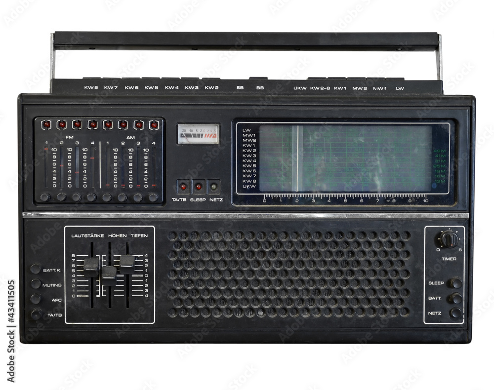 Fototapeta premium Old radio on white background
