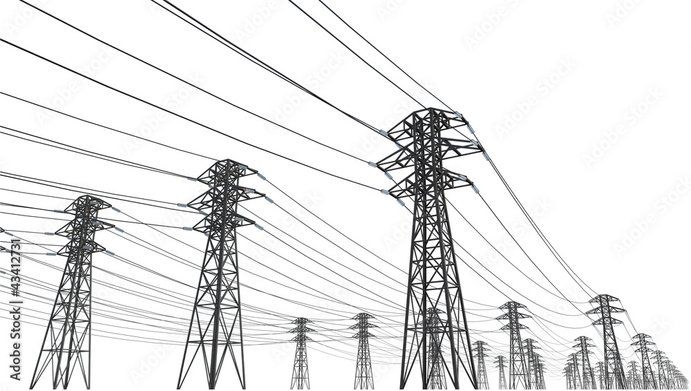 power line on a white background Stock Illustration | Adobe Stock